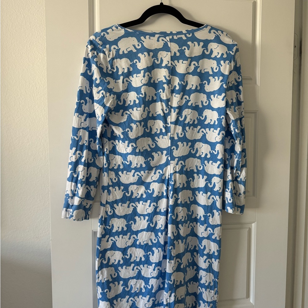 Mahi Gold Cotton A-line Dress Elephant Blue 3/4 Sleeve Fun Summer Size Medium - Picture 2 of 4